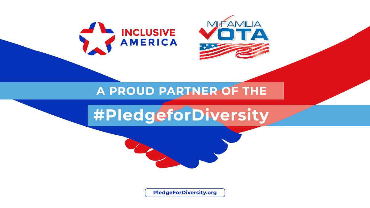 MiFamiliaVota's tweet image. Our government is stronger when it is truly of, by, and for the people. We’re partnering with @InclusiveUS to ensure diversity, equity, and inclusion at every level of our government. Urge candidates to #PledgeForDiversity. Learn more: PledgeForDiversity.org