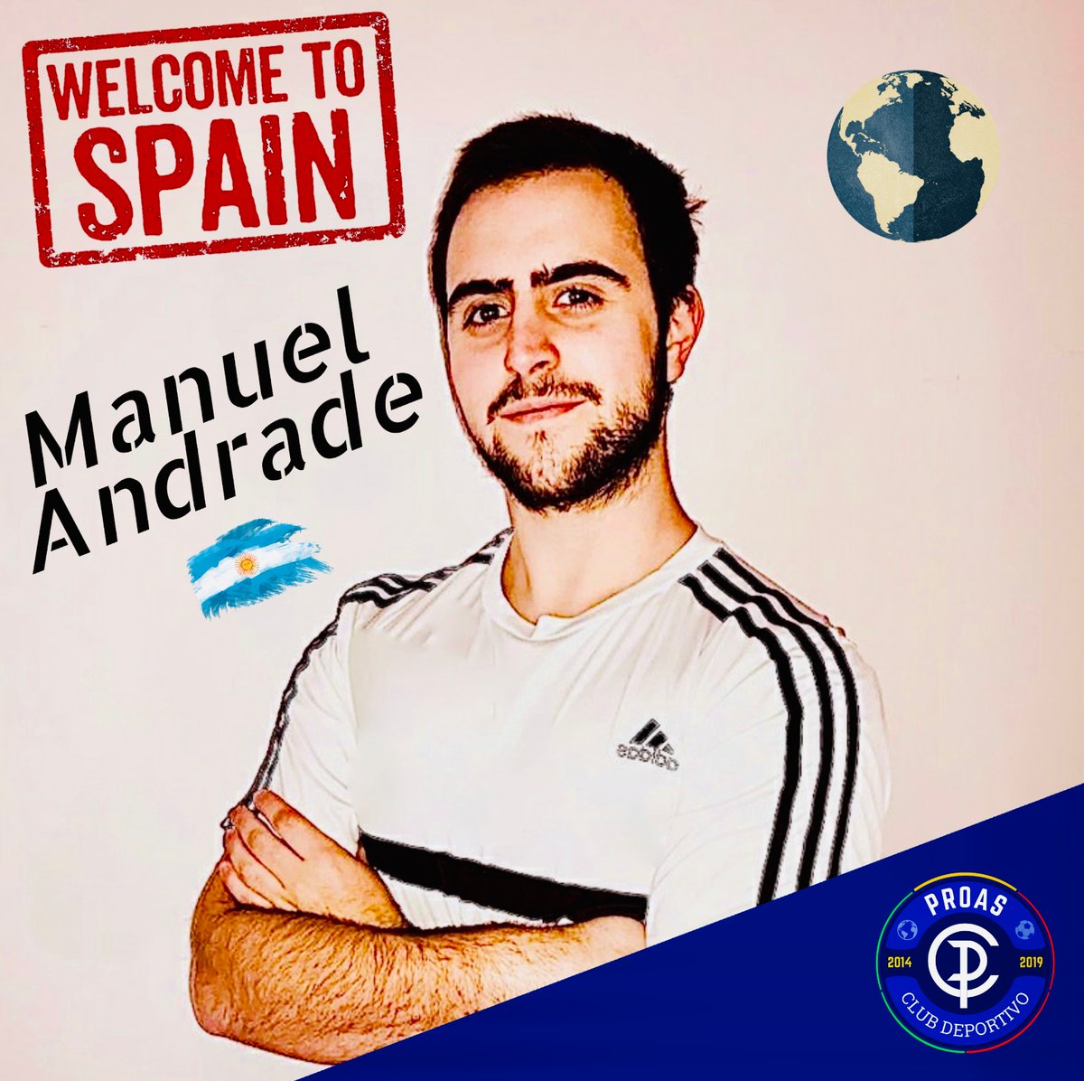 📣 NOVEDAD 

¡Un fichaje histórico!  Manuel Andrade se convierte en el primer jugador del CD Proas ⚽ que llega desde su país de origen. El delantero 🇦🇷 será un gran refuerzo  para la temporada 20/21. ¡Esto no para! 💪 

➕ INFO:  bit.ly/2Ypr9Bn 

#️⃣ #SomosProas