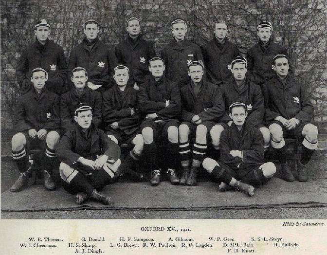 Educated  @dunelmia 1904-10 (King's Scholar1906; monitor and head of school 1910; rowed in first crew, 1910; in XV, 1907-09; Captain of Gymnasium, 1910) and  @KebleOxford BA 1913. Played centre for  @ourufc against  @CURUFC 1911. Five more rugby int'ls here all KIA  #FWW