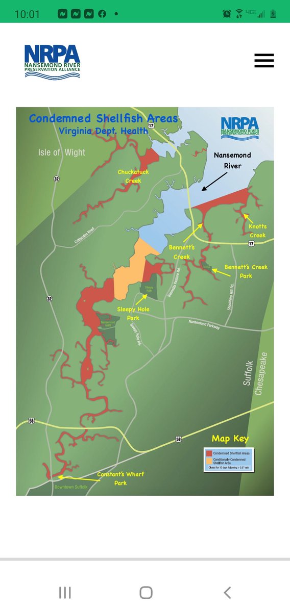 60% of the Nansemond River oysterbeds leases are condemned. Chuckatuck Creek is now in a critically threatened state via new Stormwater outfalls up to and beyond the U.S Rt 17. Thanks to CBF projects with NRPA and Nansemond Indian Nation!  #oysters  #RiverDefenders