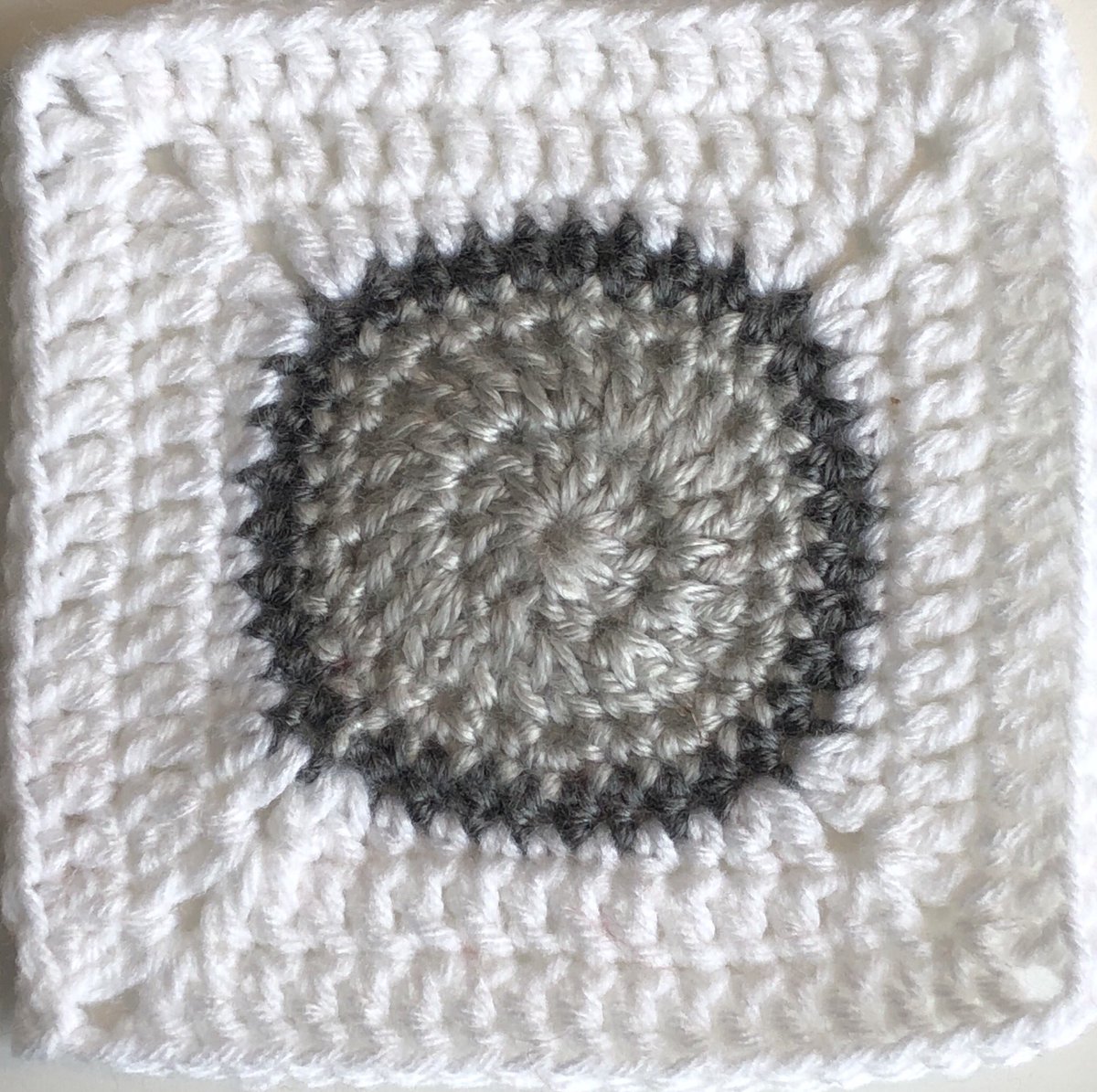Starting a new blanket project. Not sure how it’ll work out since I’m not following a pattern this time. The subject: viruses. Here’s the foundation of the first square.