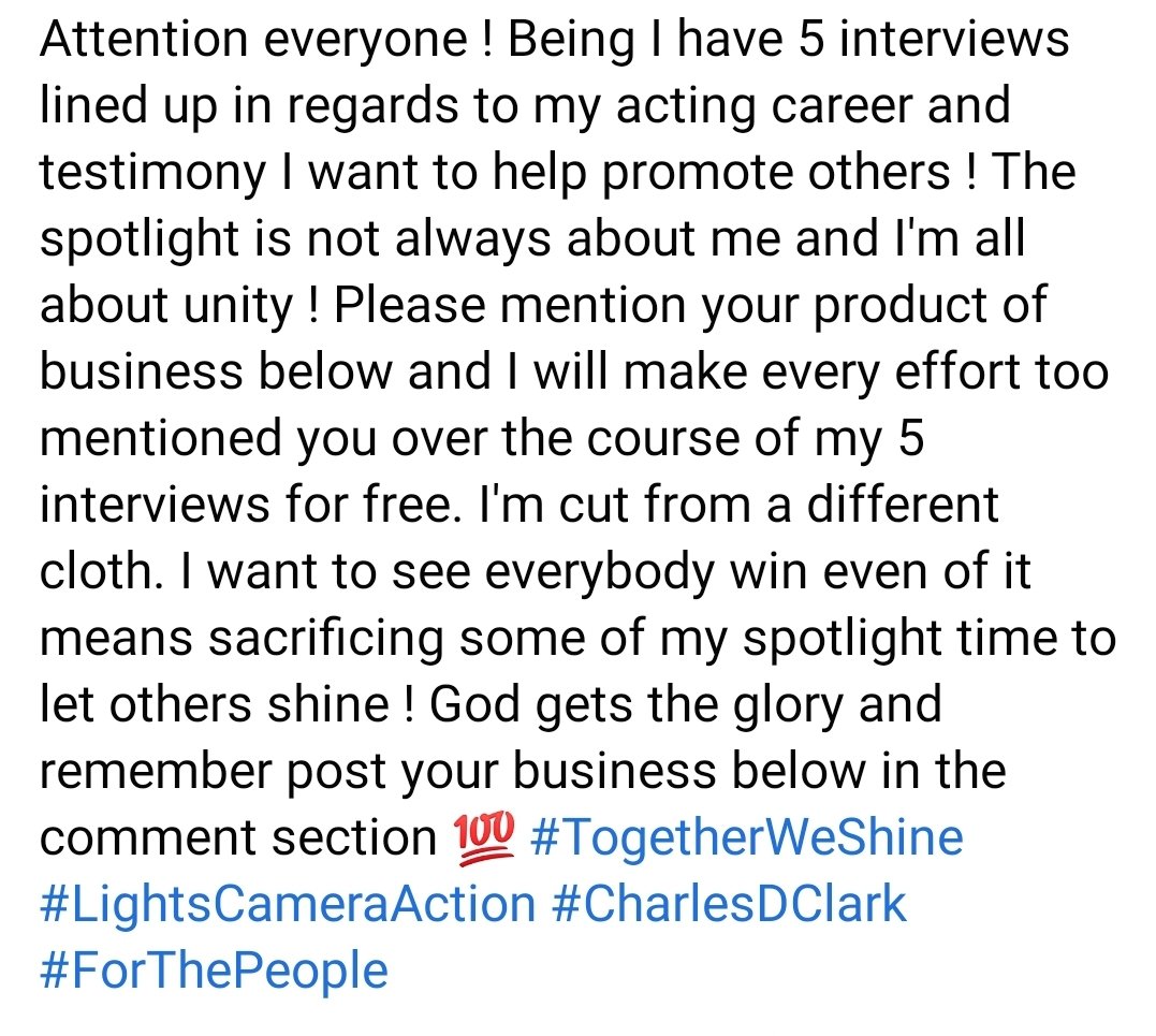 cclarkinspire7's tweet photo. #TogetherWeShine #ForThePeople #LightsCameraUnity #CharlesDClark #Grateful #Gratitude #ActorsLife #SaturdayVibes https://t.co/BplBE6fag3