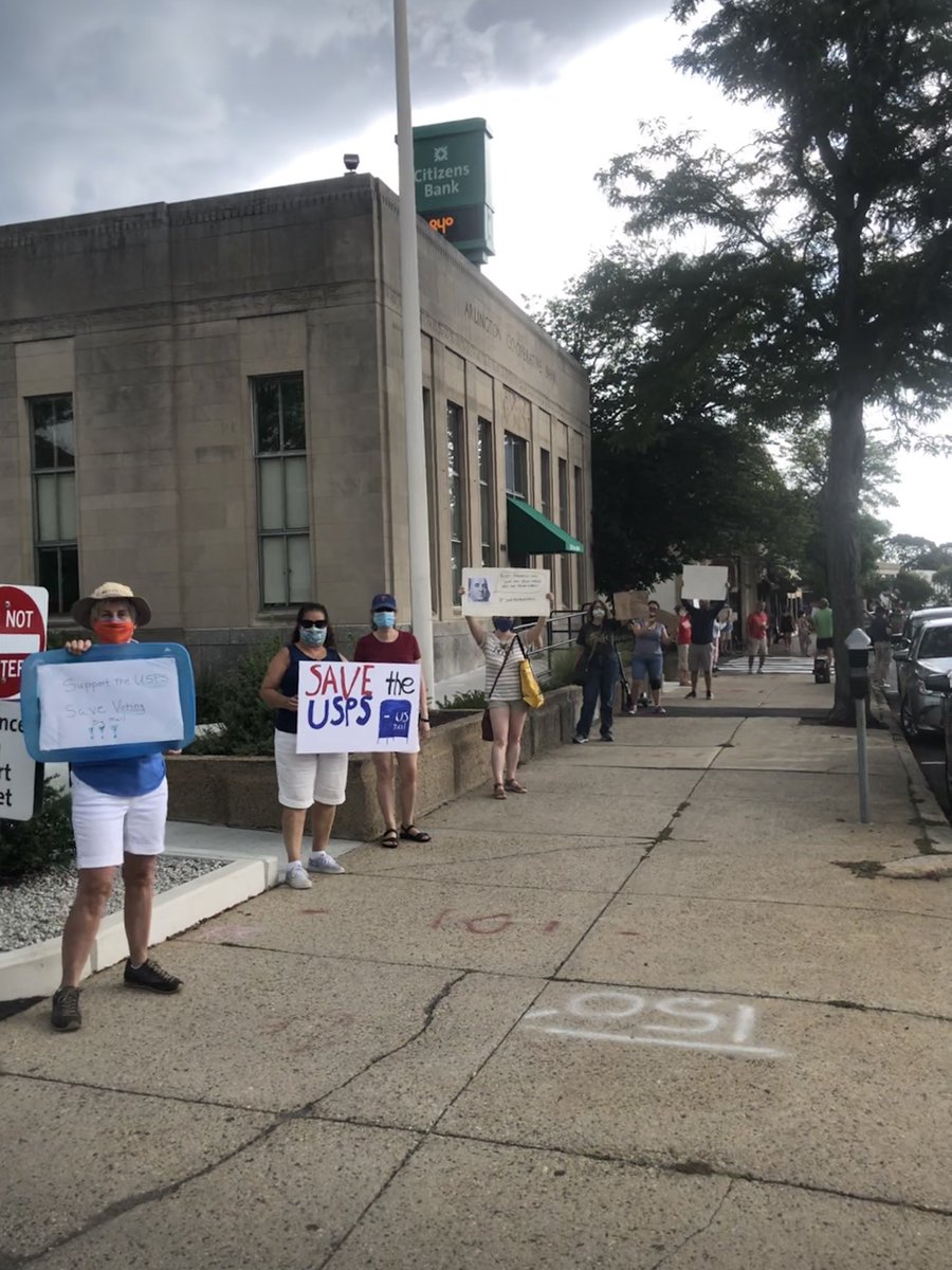 Standing up to #SaveThePostOffice in Arlington, MA! <a href="/MoveOn/">MoveOn</a>