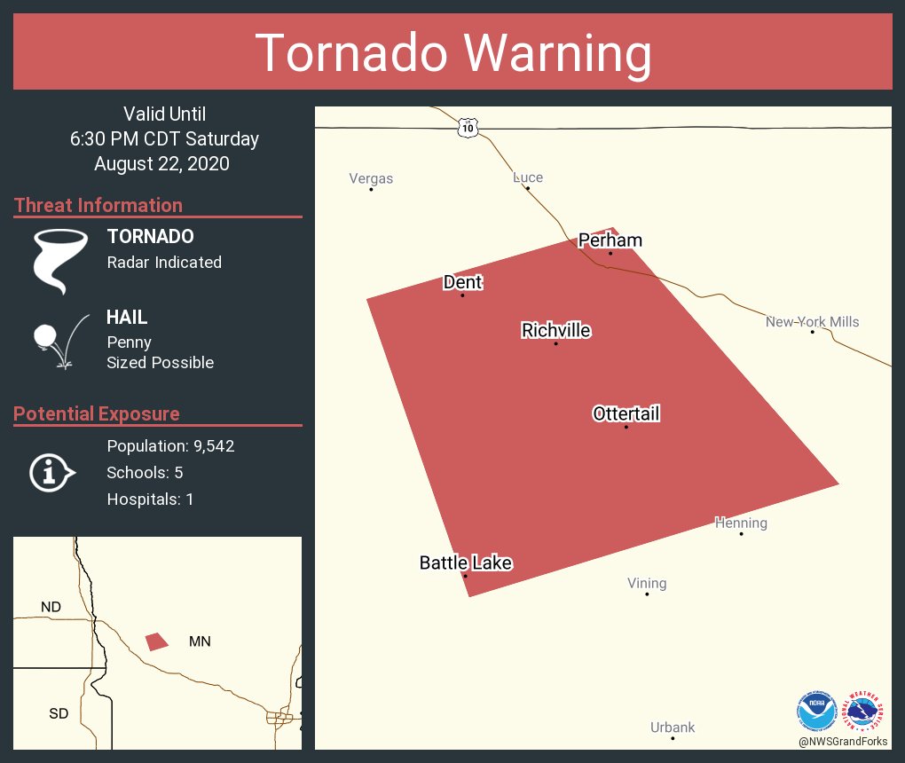 Tornado Warning including Perham MN, Battle Lake MN, Ottertail MN until