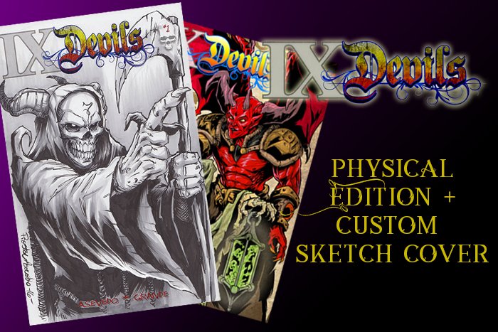 nickythepipe's tweet photo. only 2 days left to take advantage of the 9 devils sketch cover perk. Once all are gone the covers will be upgraded to full color painted wrap arounds.
https://t.co/jiKY0DUzhj
#9devils #comicsgate #commissionart #comics #horror #scifi https://t.co/95T7Ccj6Xy
