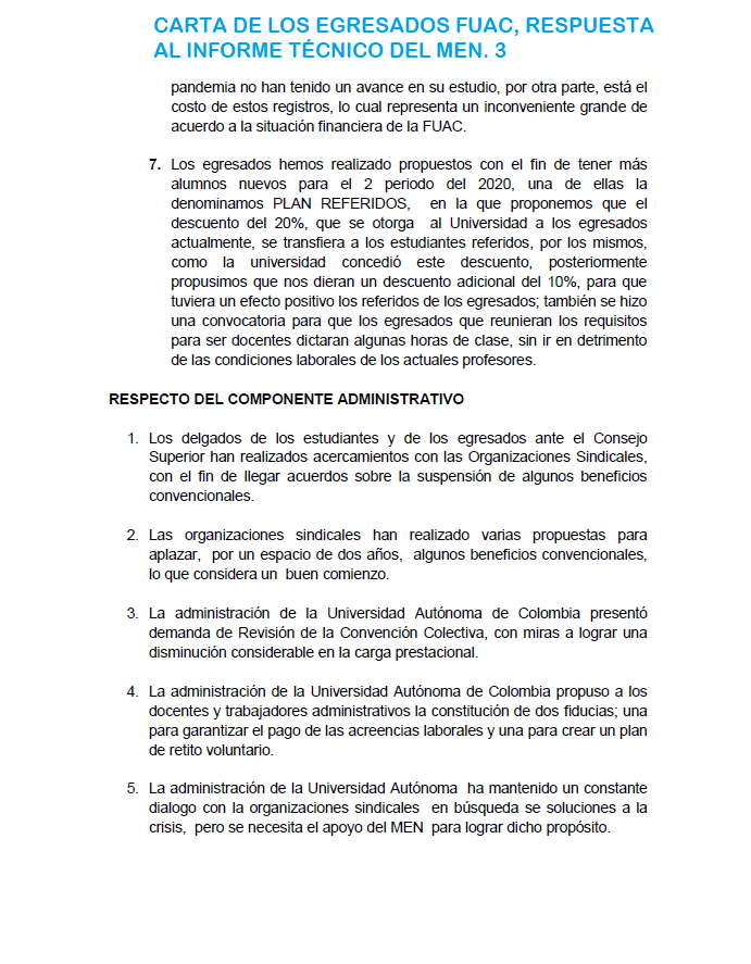 Egresados_fuac's tweet photo. Carta de los Egresados FUAC, a la Ministras de Educación. @Mineducacion , @VictoriaBxE  @UniAutonoma_Col, @Egresados_fuac https://t.co/9PQt4AmsFy