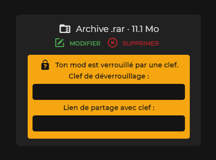 UrgencesMods's tweet photo. 🚨Nouveauté https://t.co/5oAtKF8nYj :
Il est maintenant possible de publier des mods en visibilité "Non-répertorié" (dans la limite de 5/pers.), ceux-ci n’apparaissent pas sur les pages du site et le téléchargement est bloqué par une clef de déverrouillage générée aléatoirement. https://t.co/eVUv8KGrAc