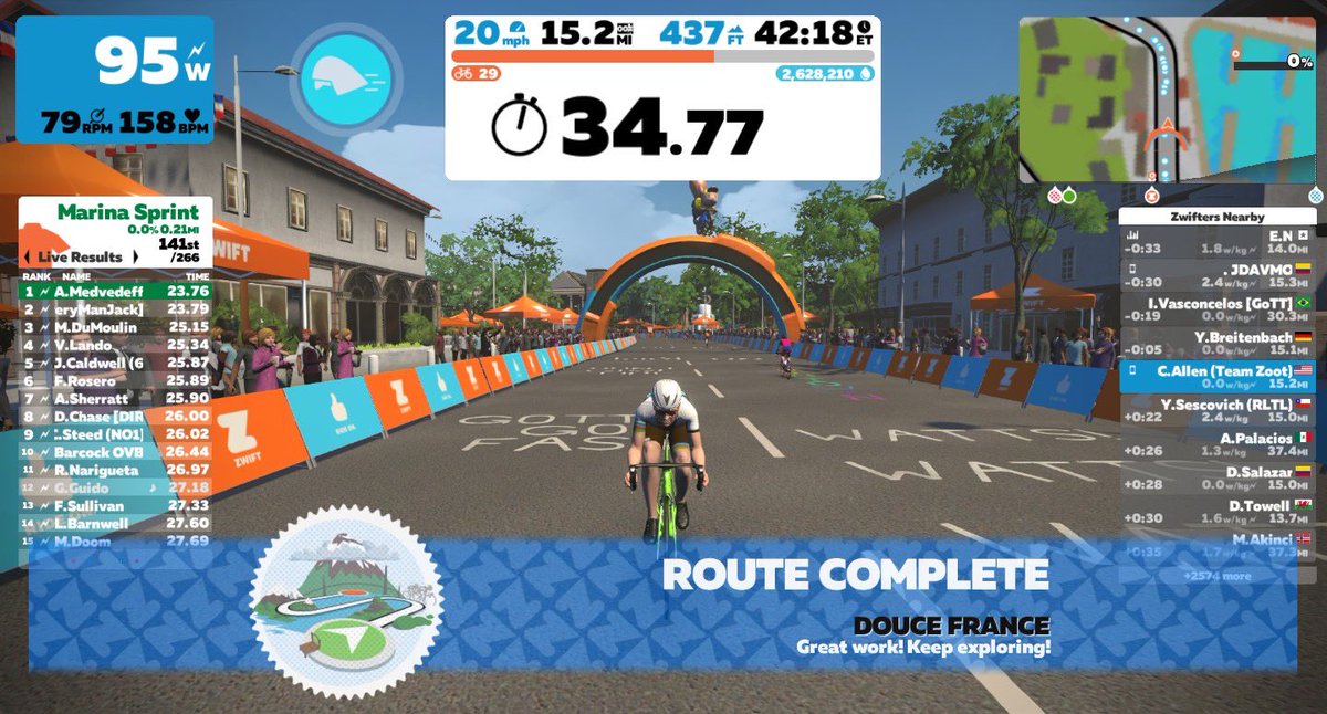 ceaiv's tweet photo. Zwift - France - Douce Course | #teamzoot #teamzootse #gallagherrunclub #tridat #gozwift #rideon #wahooligan #smithoptics #garmin #baseperformance #nuunlife #teamzealios #sidi #rudyprojectna #cbdurance #bocolife #triathlon #cycling 🚴♂️ https://t.co/D83GZAgbwM
