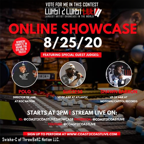 Vote for me to perform for  $50,000 in Prizes!  at #8/25 | Judges: A&amp;R Atlantic | A&amp;R at Motown | A&amp;R at Roc Nation! c2c.fm/g5SLm7 #Coast2Coast