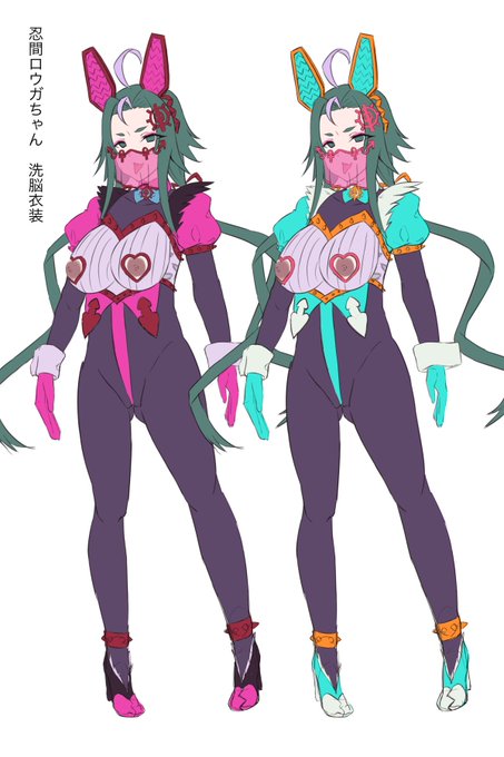 skeb進捗。よその子の忍間ロウガちゃん(@ikidumi )の洗脳衣装案悩み中。 