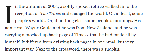 Had no idea until I checked Wikipedia that his brother Wayne Gould brought Sudoku to British newspapers, a story told by  @hugorifkind  https://www.thetimes.co.uk/article/hugo-rifkind-how-i-helped-sudoku-conquer-the-world-dcrlwjvd9