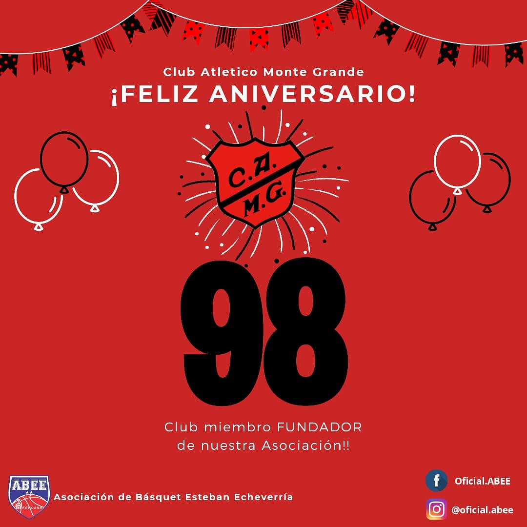 ABEE Oficial (@basquet_abee) on Twitter photo 🎉FELIZ ANIVERSARIO🎉 <a href="/BasquetCAMG/">Basquet Monte Grande</a>
La Asociación de Basquetbol Esteban Echeverría saluda en su 98° Aniversario al Club Atlético Monte Grande, miembro fundador de nuestra Asociación.👏👏👏
#SomosABEE
#LaDelGranBuenosAires
#felizaniversario
#98años 🎉FELIZ ANIVERSARIO🎉 <a href="/BasquetCAMG/">Basquet Monte Grande</a>
La Asociación de Basquetbol Esteban Echeverría saluda en su 98° Aniversario al Club Atlético Monte Grande, miembro fundador de nuestra Asociación.👏👏👏
#SomosABEE
#LaDelGranBuenosAires
#felizaniversario
#98años