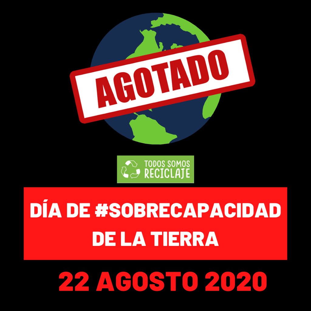JavierClementeF's tweet photo. Tristemente hoy es el día de la #sobrecapacidad de la Tierra 🌍. Ya hemos agotado los recursos que la Tierra puede regenerar para todo el año 2020 
⚠ Los recursos que habremos consumido a finales del año 2020 serán los equivalentes a 1,6 planetas Tierra de media. #OvershootDay https://t.co/bhJnVx2ZDt