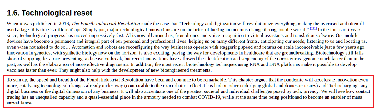 "We will see how  #ContactTracing has an unequalled capacity & a quasi-essential place in the armoury needed to combat  #COVID19, while at the same time being positioned to become an enabler of  #mass  #surveillance." #TheFutureTheyChoose  #4IR  #WEF