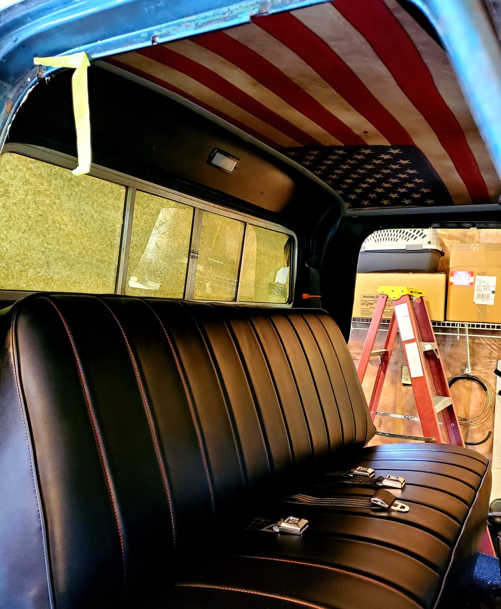 MrsHinNH's tweet photo. Super proud of all the hard work my husband, @MrHinNH has done on his #67FordF100 #CoronaTruckProject
Today, he installed seat belts and we upholstered the seats with a custom #BasicBetty seat covering. 🥰 https://t.co/r4QFCjCLzm
