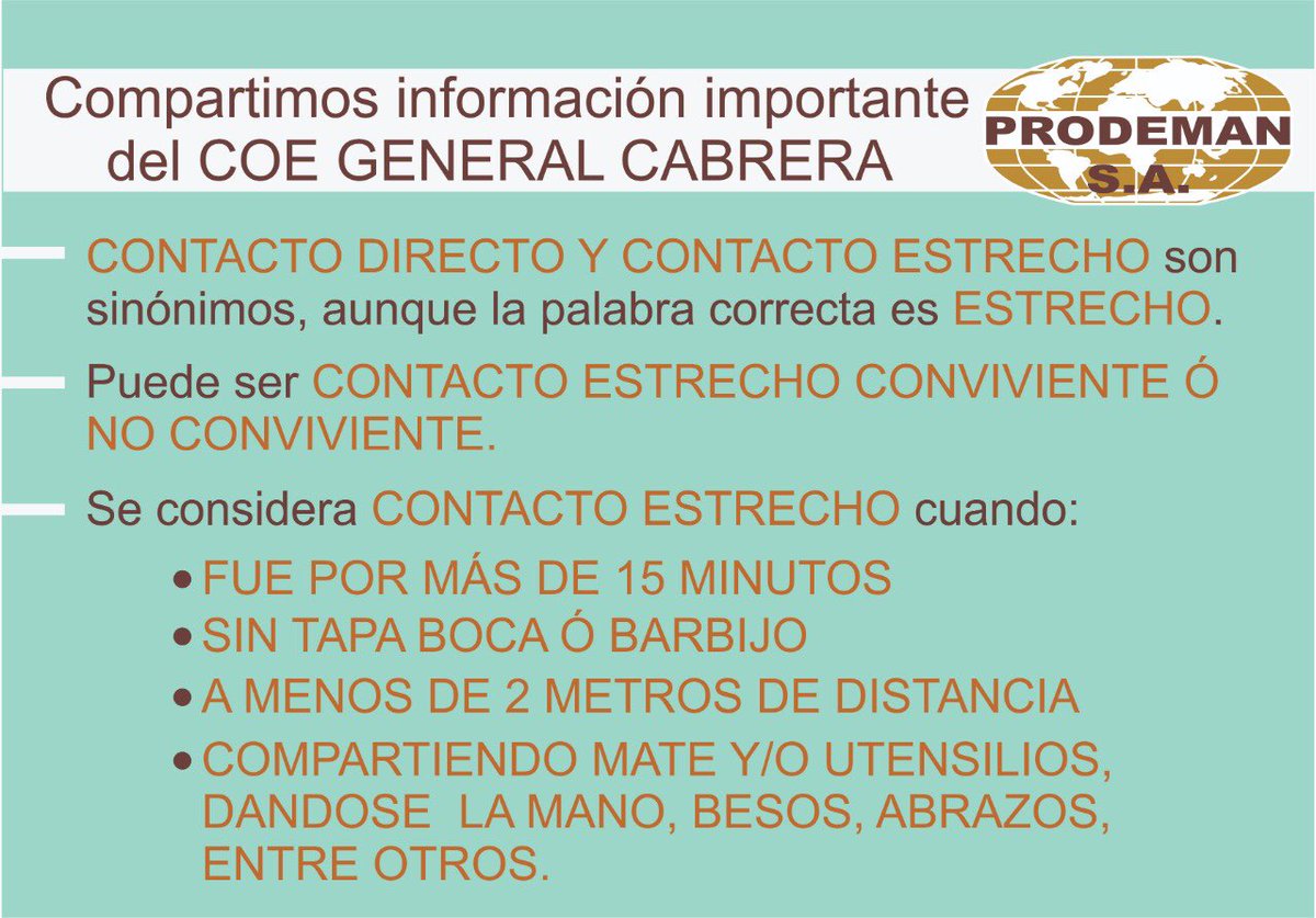Compartimos información importante del COE GENERAL CABRERA👇🏼❗
La RESPONSABILIDAD en el cuidado es individual y el beneficio es para todos. 👏🏼
