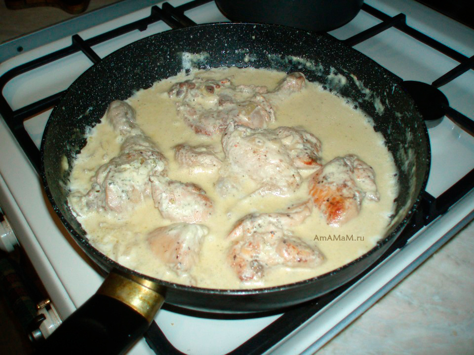 #Курица тушеная в соусе по-грузински (Чкмерули). #Вкусно, легко. #Рецепт со сметаной (классический - в сливках) amamam.ru/chkmeruli-tush…