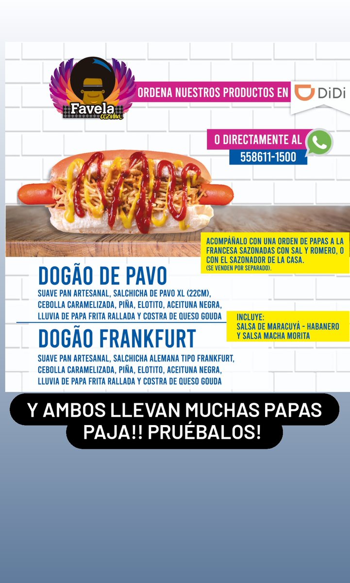 Prueba un Hot dog al estilo brasileño! Tenemos salchicha de pavo xl o salchicha Frankfurt mega de ternera. Delivery en  <a href="/En_laDelValle/">En la Del Valle</a>, narvarte, portales, napoles y alrededores.