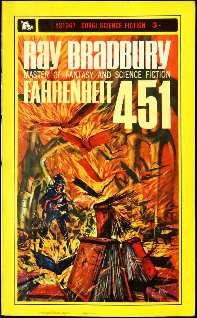 In the novel Guy Montag eventually rejects his role as a fireman who protects society's serenity by incinerating books. His superiors then force him to burn his own house down after they discover he is collecting confiscated books. He kills his boss and flees.