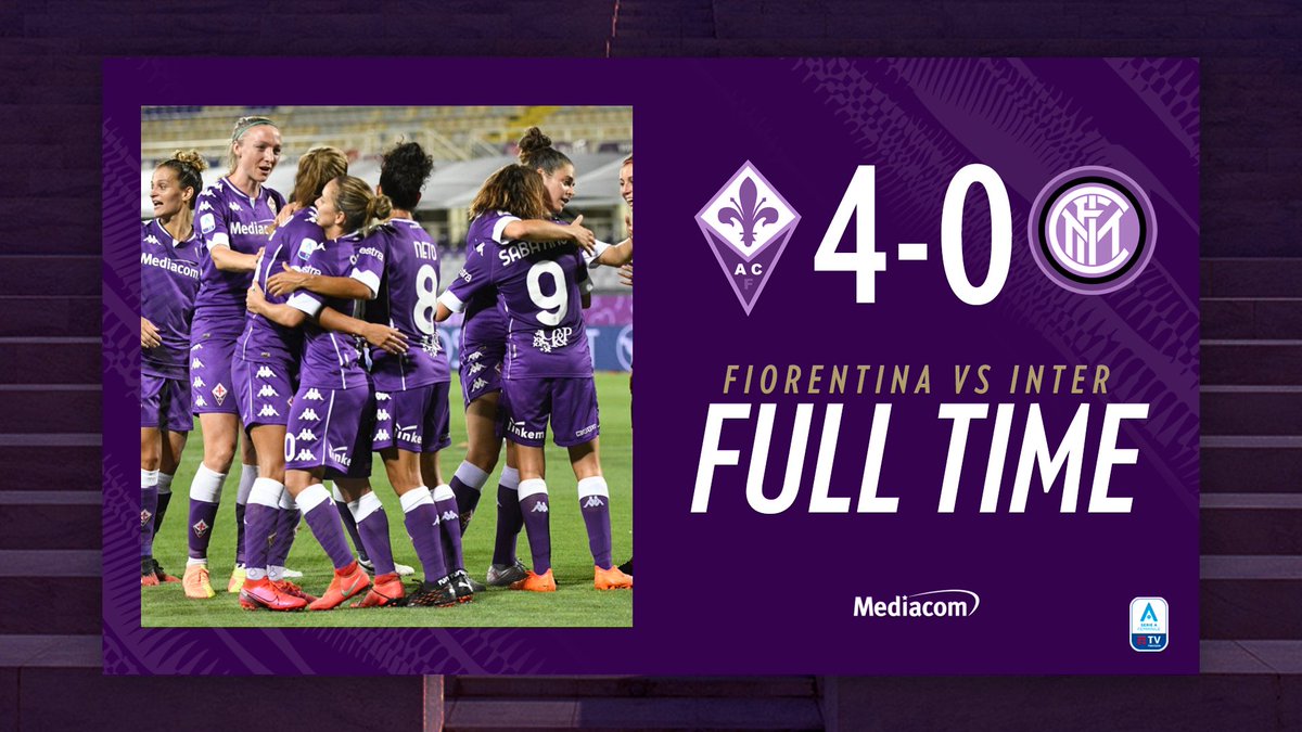 ACF_Womens's tweet photo. ⏱️ | FULLTIME
Fiorentina 🆚 Inter 4⃣ - 0⃣
#ForzaViola 💜 #FiorentinaInter #SerieAFemminile https://t.co/NbU0DIXpvr