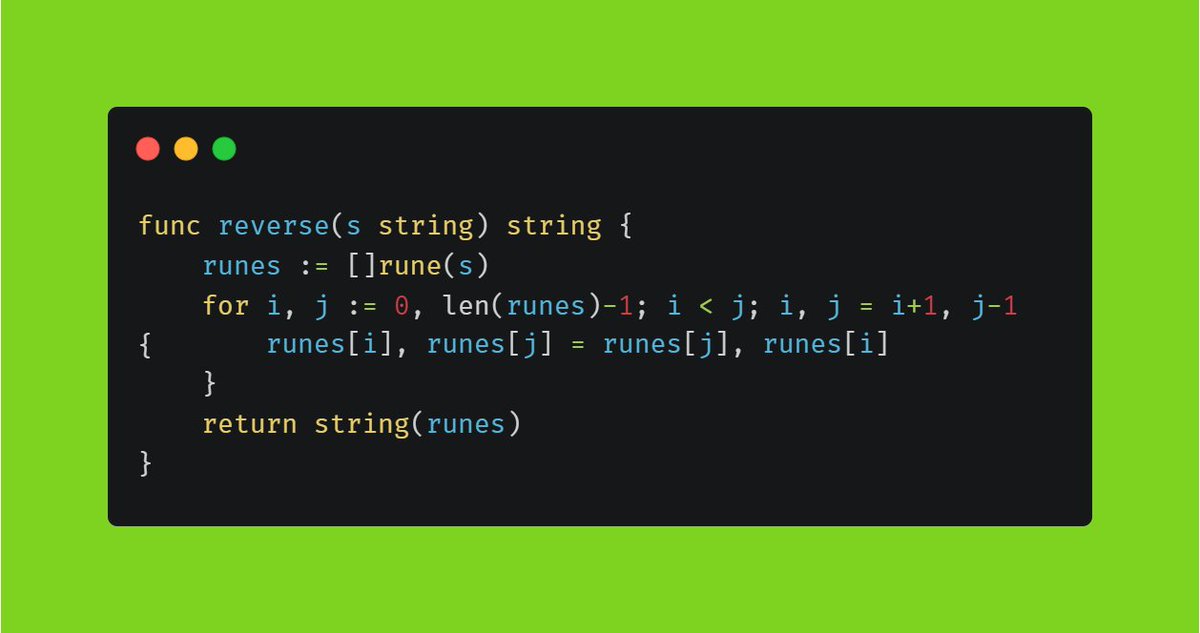 ayodeji0x0's tweet image. Reversing a string:
python vs Golang