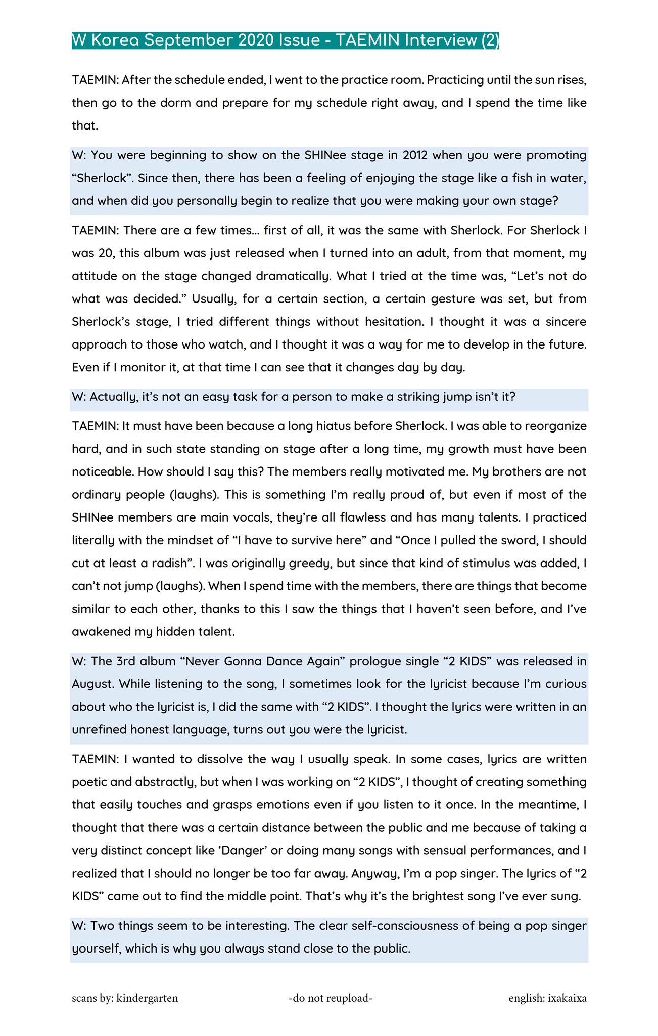 D 438 W Korea September Issue Taemin Interview 1 Reptile