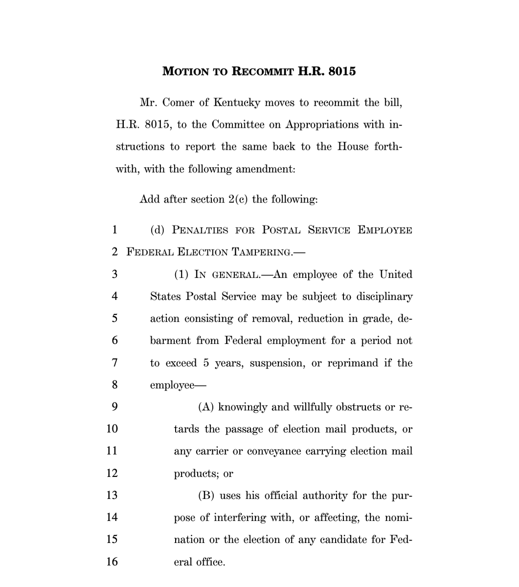 Screenshot of page 1 of the Republican motion to recommit, which is an attempt to derail passage of the legislation.