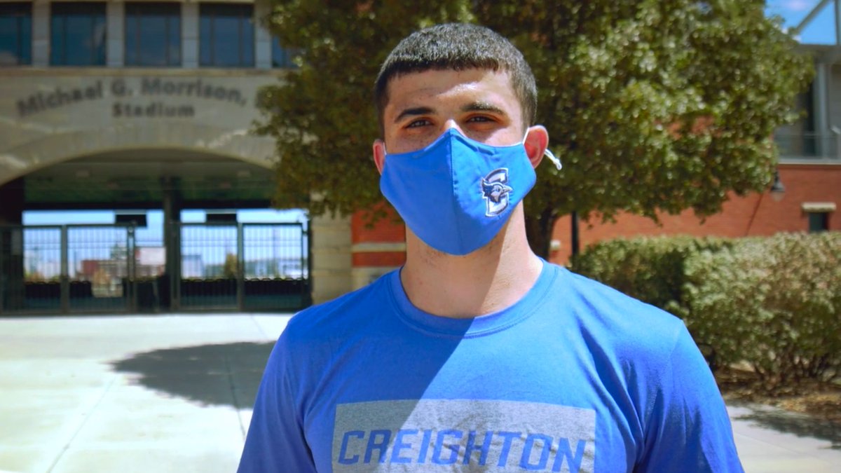 Creighton's tweet image. Looking forward to our second week of in-person classes on Monday. Keep wearing your face covering, social distancing and practicing good hygiene. We got this, Bluejays!