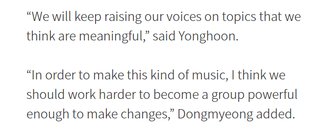 That's what I know of at least, and I have no doubt they'll continue to show their kind hearts through their words and actions - Yonghoon said it himself after all:"We will keep raising our voices on topics that we think are meaningful” http://www.koreaherald.com/view.php?ud=20200618000760&np=1&mp=1