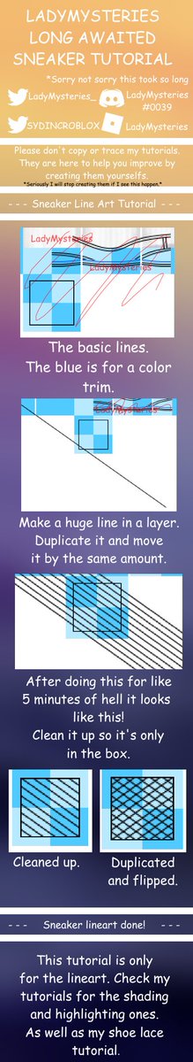 LadyMTutorials's tweet image. ♡ Sneaker Outline Tutorial ♡

[Part 2/3 shoe tutorials]
Made in 2020.

♡

Be sure to click and open it to it&apos;s full size to able to read it!

♡
#Roblox #RobloxDev #RBXDev #robloxclothing  #RobloxClothes  #robloxclothingdesigner #robloxclothingtutorials #robloxclothingtutorial
