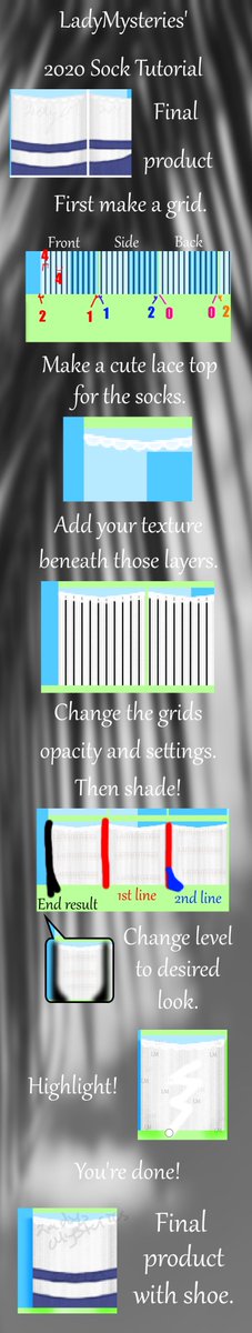 LadyMTutorials's tweet image. ♡ Sock Tutorial ♡

Made in 2019.

♡

Be sure to click and open it to it&apos;s full size to able to read it!

♡

#Roblox #RobloxDev #RBXDev #robloxclothing  #RobloxClothes  #robloxclothingdesigner #robloxclothingtutorials #robloxclothingtutorial