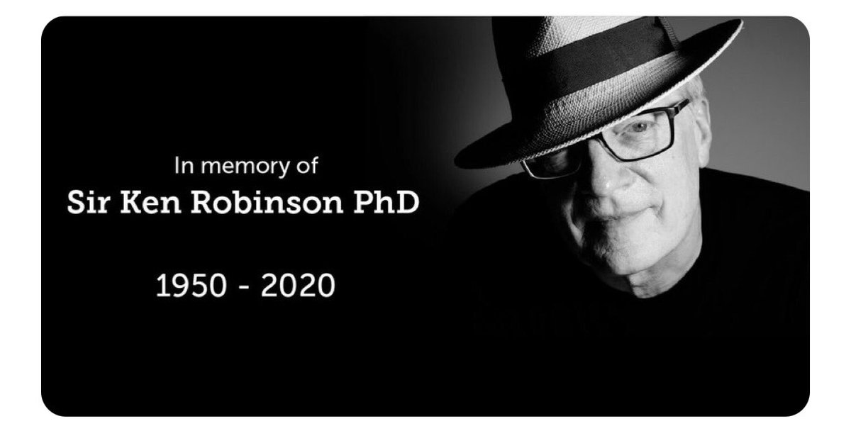 RIP <a href="/SirKenRobinson/">Sir Ken Robinson</a>.Today we lost a man who taught us to think beyond the classrooms in which we teach,challenged us to question the structure of the education institution and instil creativity with our students. You will be missed but the trail you blazed will last #aussieED