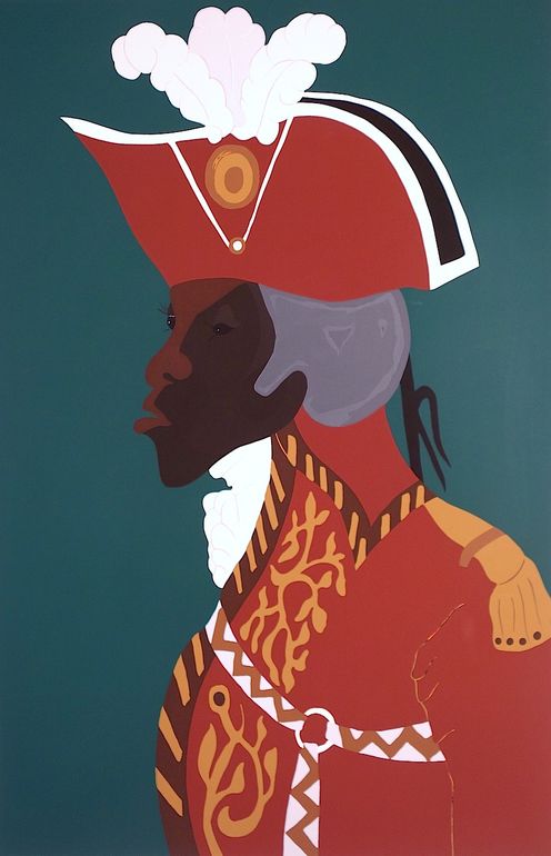 AgeofNapoleon's tweet image. In honor of the 229th anniversary of the Haitian Revolution, here are 4 images from Jacob Lawrence's series "The Life of Toussaint Louverture"