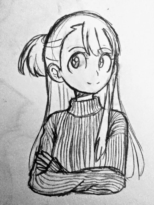 #LWA_jp sketched Akko in a sweater ?? 