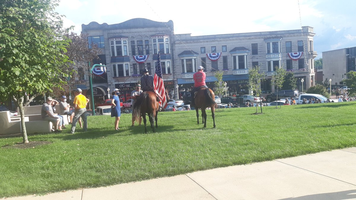 Here& #39;s a shot of two protestors on horseback