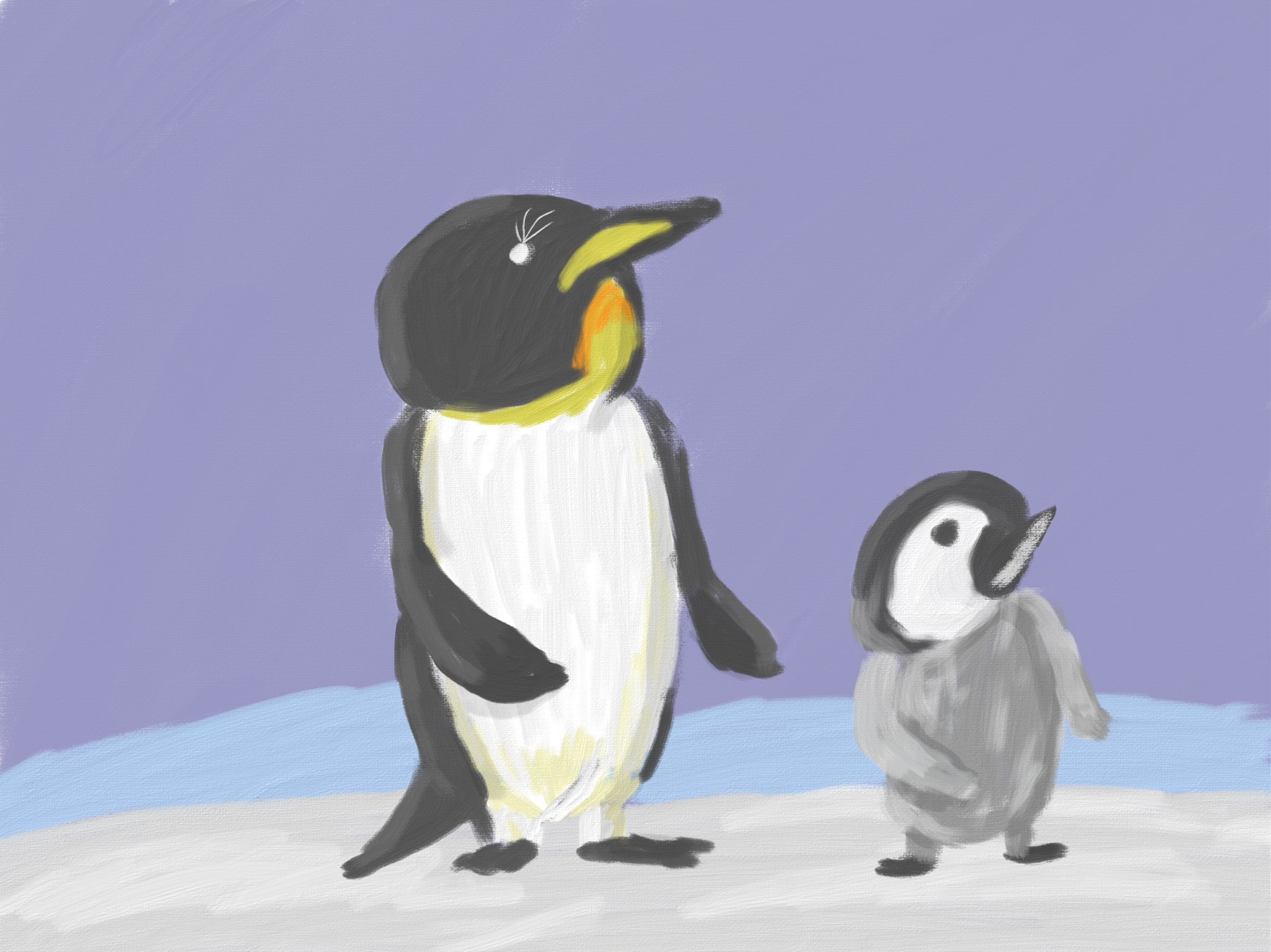 Aki かわいい子供 動物イラスト描きます A Twitter 皇帝ペンギンと赤ちゃんペンギン アート 絵 Artlife Illust Illustrator Illustration イラスト イラストレーター 動物 ペンギン 赤ちゃん 親子 動物イラスト 芸術同盟 絵描きさんと繫がりたい