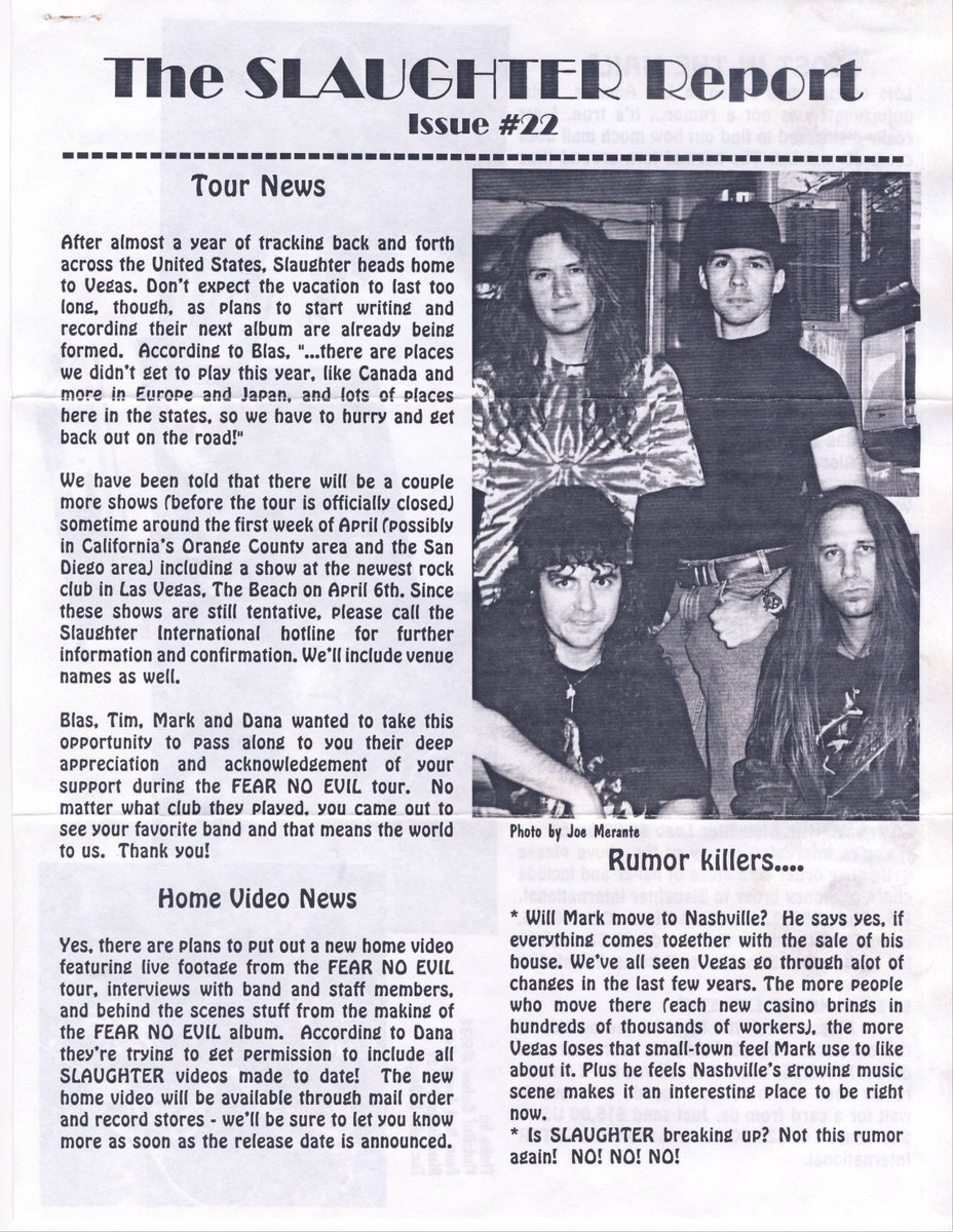 AmerNoizeMusic's tweet photo. #SlaughterArchives #TheSlaughterReport Issue #22 1995 Cover with @markslaughter33 @blaselias #TimKelly #DanaStrum #Slaughter see all pages here: https://t.co/rjSephyKYU https://t.co/SPc91XBWSO