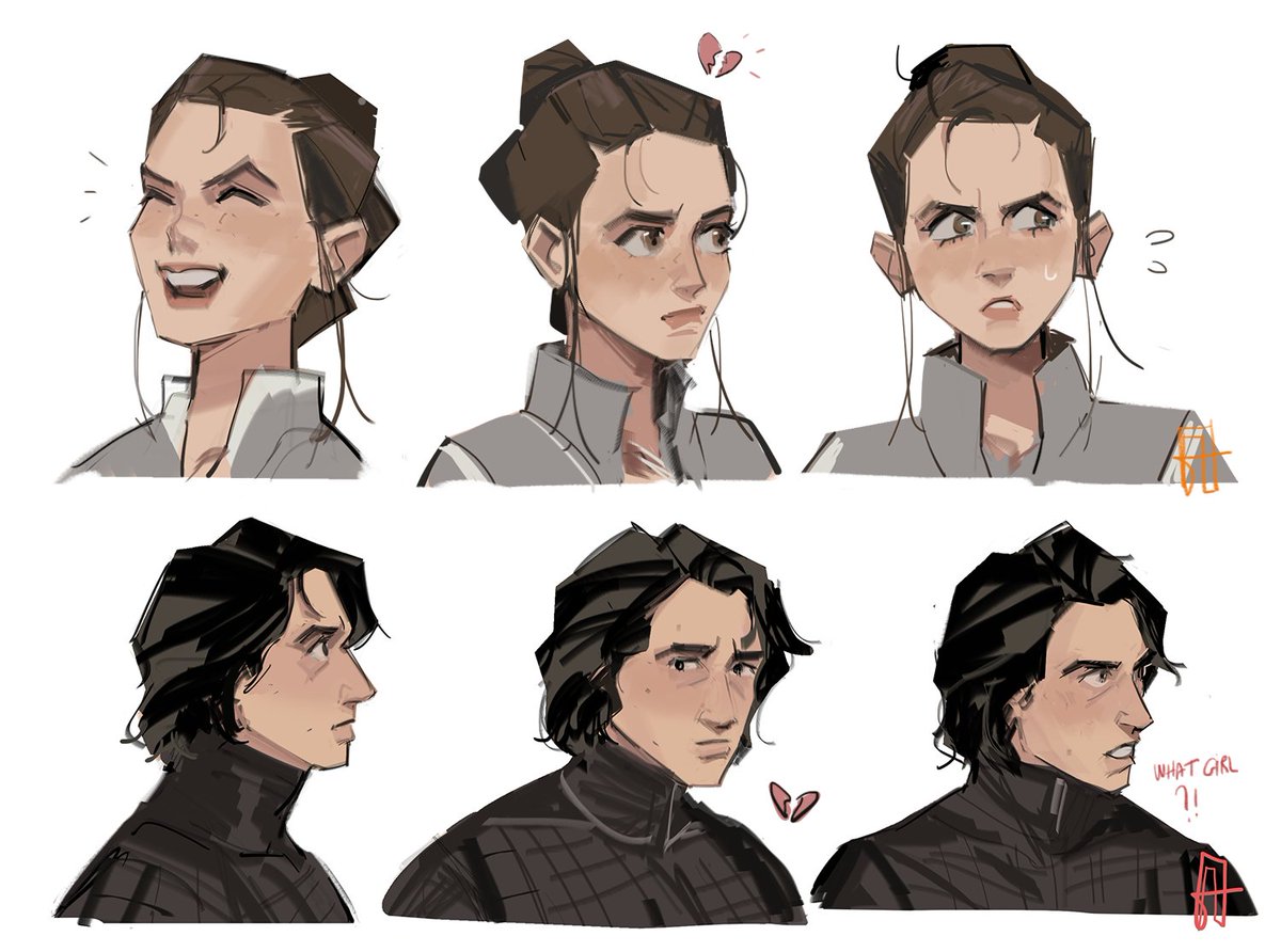 First vs most recent

I fell in love with them at first sight; my first attempt in 2016 wasn't really reylo but a study of Rey and Kylo Ren...they really did change my life ? what a pleasure to draw them even now !! 