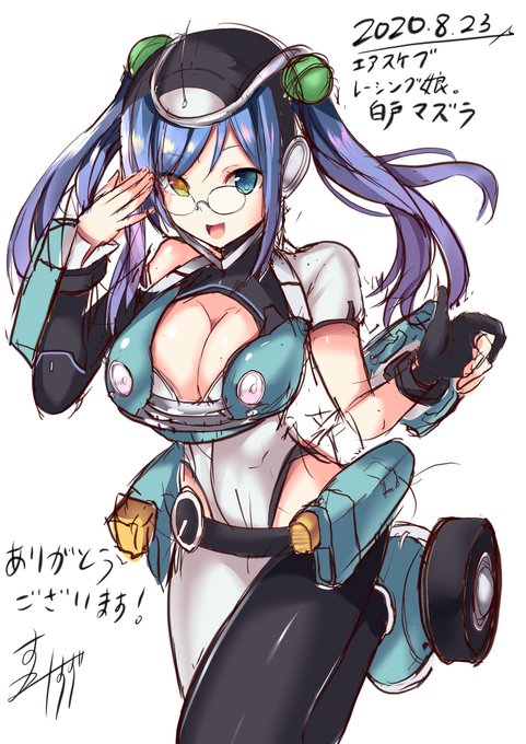 現在ニコ生でエアスケブ描いてます～。
第4回目のリクエスト、レーシング娘の白戸マズラを描きましたー 