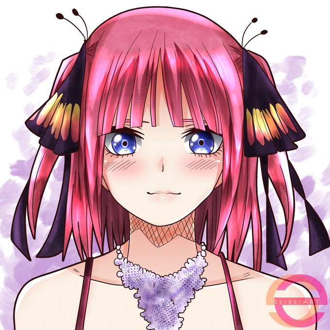 SeireiART 🇲🇦さんがTwitterに投稿した中野二乃(五等分の花嫁)のイラスト。