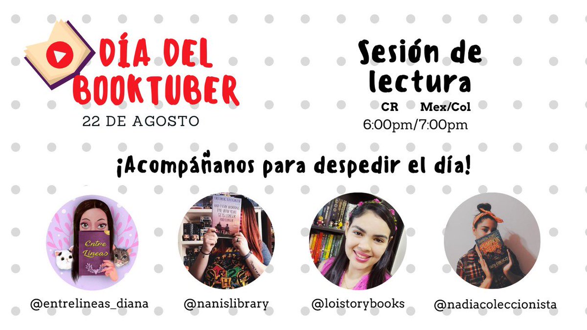ProjectBooktube's tweet photo. ¡Vamos a la última actividad del día! 
Únete a nuestra sesión de lectura 
Platiquemos y leamos un rato. 

https://t.co/D78unHjdei https://t.co/SHzign5qZp