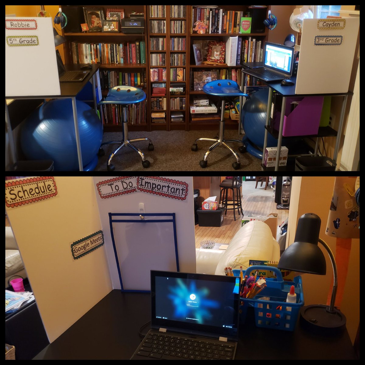 jgivens75's tweet photo. We're going 2 make the best of virtual learning, starting w/setting the boys up 4 success w/their own workspace. #virtuallearningspace #workspace #distancelearning #makethebestofit #setthemupforsuccess #3rdgrader #5thgrader #ces #bcps #teachermama @CatonsvilleES @BaltCoPS https://t.co/Z8HrwUKLow