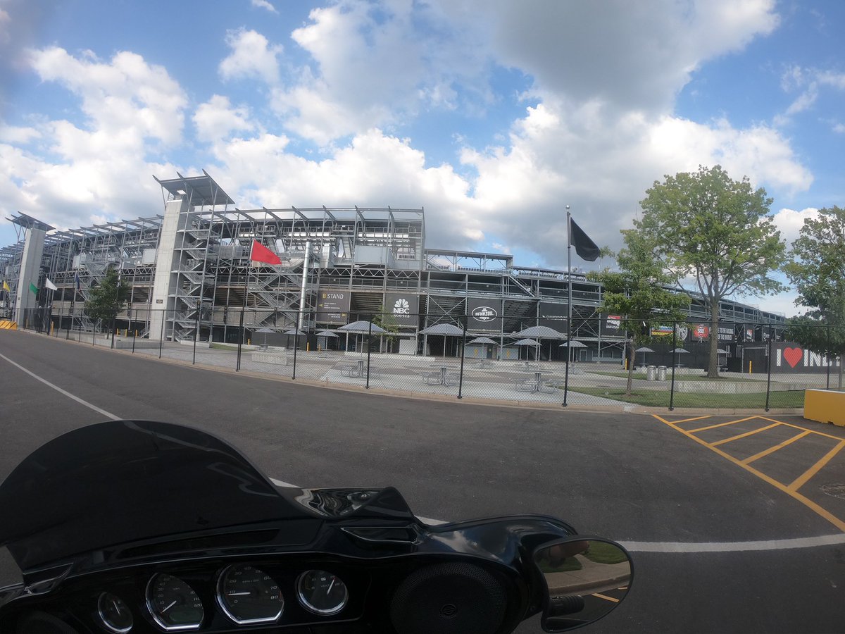 N_Webb's tweet photo. @jdouglas4 Rode by the speedway tonight.  Going to be only the 2nd miss in 42 years.  #indy500 https://t.co/0nVeDu9cXg