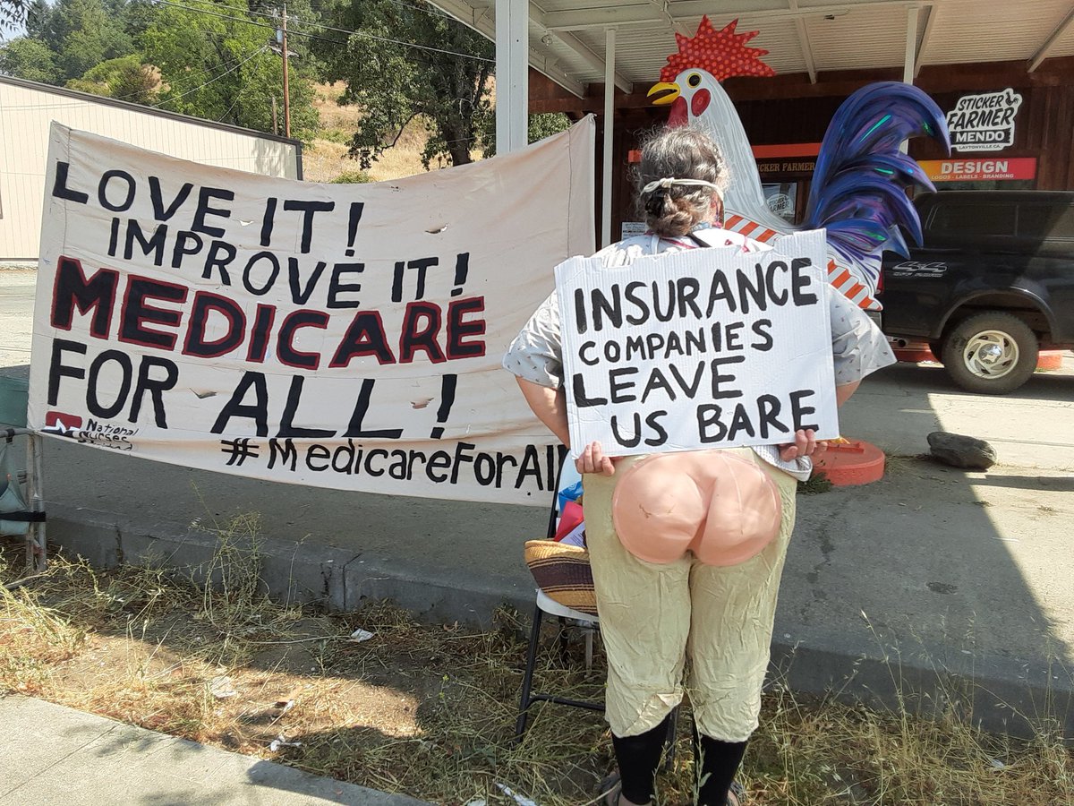 Most creative action award goes to... Laytonville, CA!Its time to *cover* everyone. Insurance companies are leaving us bare! We need  #MedicareForAll!