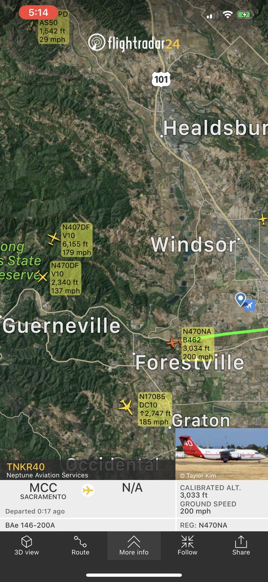 DC10 headed South, might have dropped all 12k gallons at that spot. Another tanker headed in.