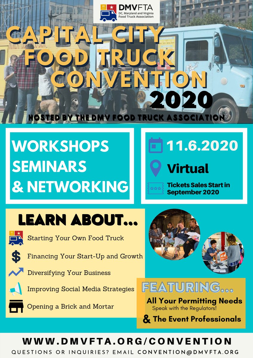 Cap City Food Truck Convention is live this year 11/6/20 and fully virtual #SmallBiz #foodtrucks #dmvfoodtrucks #food #education #convention for more info convention@dmvfta.org or dmvfta.org/convention