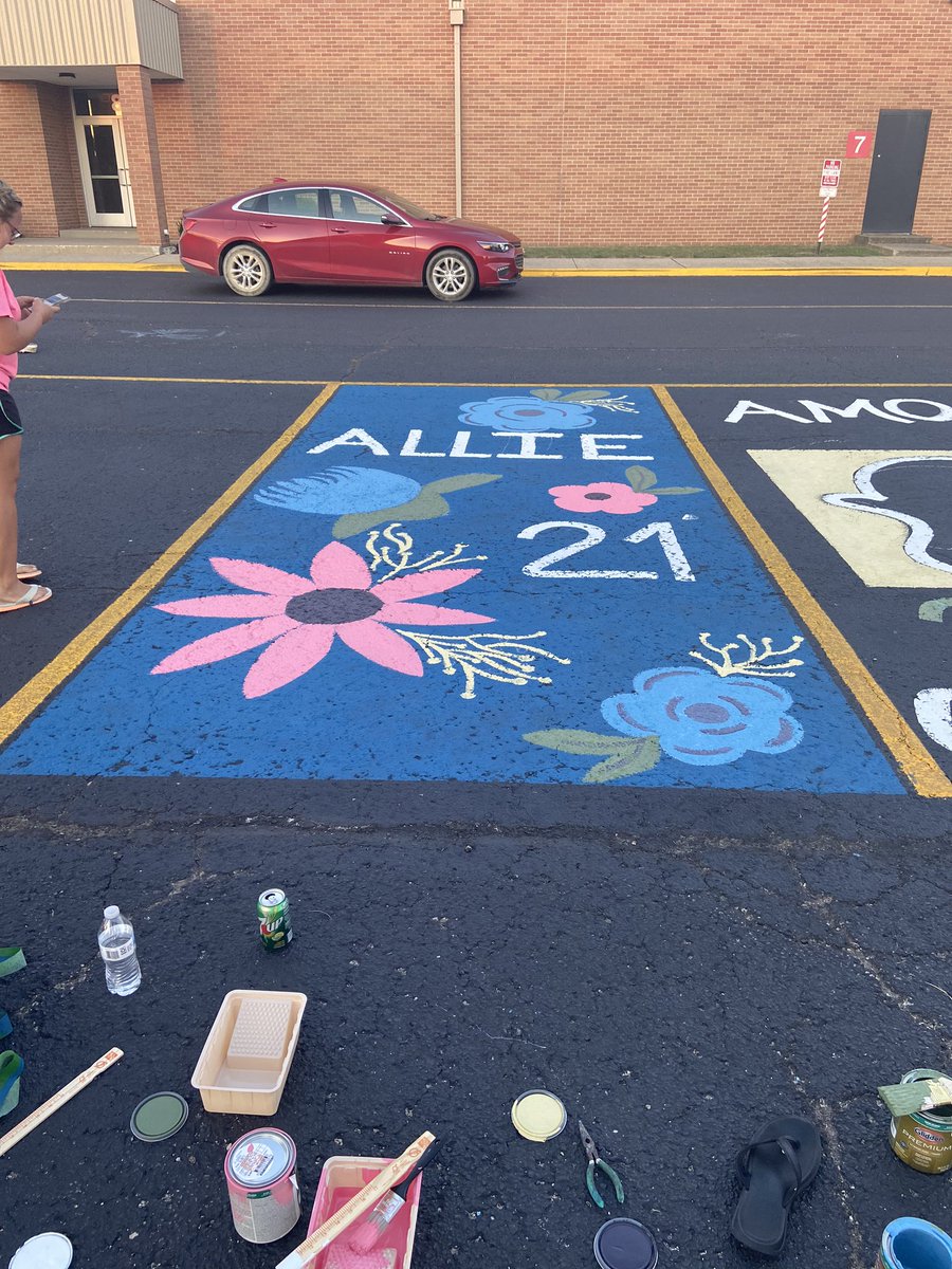 NorthMiamiStuCo's tweet photo. Day 1 of Parking Spot Painting!  More painting tomorrow from 5-8! https://t.co/bz9bBTaTDJ