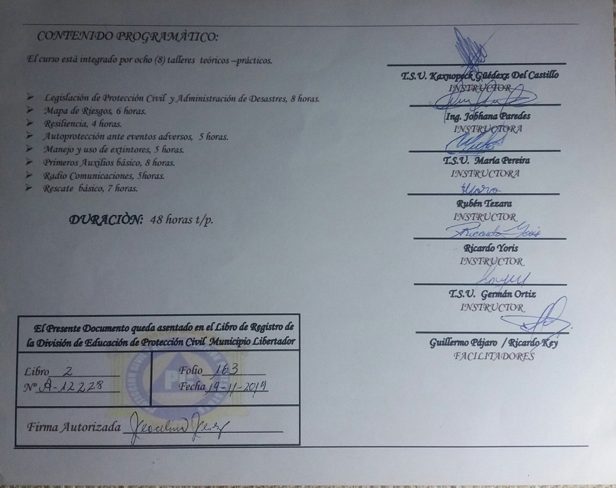Certificado que recibe nuestro Director General, como "Auxiliar de Protección Civil y Administración de Desastres", realizado desde Septiembre a Diciembre de 2019. <a href="/DptoVolunPCMBL/">Dpto.VoluntarioPCMBL</a> <a href="/ccs_imgrad/">IMGRAD Ccs Oficial</a> <a href="/PCCAPITAL/">Protección civil Gobierno de Caracas</a> <a href="/vol_distritoc/">OVAED CARACAS</a> <a href="/PCivil_Ve/">Protección Civil</a> <a href="/VoluntarioxVzla/">Voluntarios por Venezuela</a> <a href="/MSPV01/">Cuenta oficial del presidente MSPV</a> #HelicePreventiva