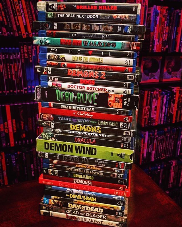 Reposting @memorafearlia:
...
'Dees D’s for the A-Z  movie challenge...
#dstack #moviestack #horrorstack #horrorart #horrorgram #dawnofthedead #demonwind #thedevilshoney #demons #dayoftheanimals #thedeadnextdoor #drillerkiller #dayofthedead #disturbingbehavior #demonknight'