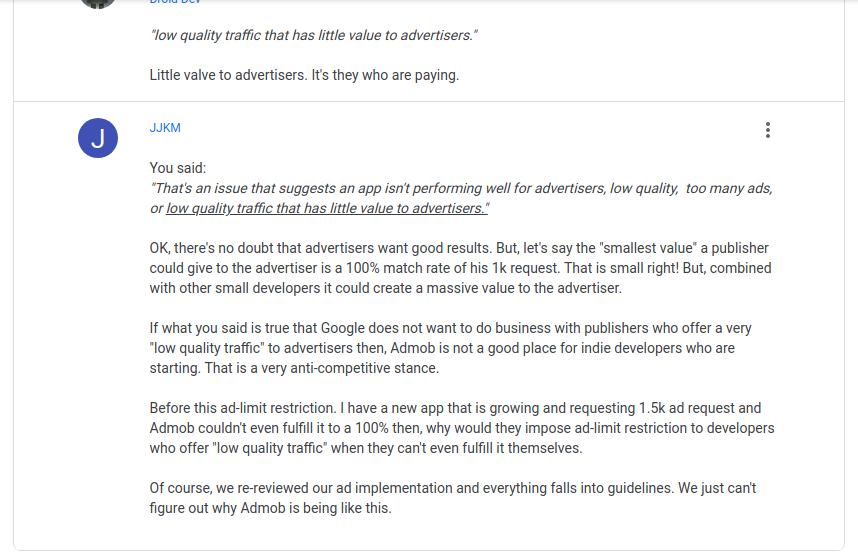 googlebid's tweet photo. Found this on the so called help-center on @GoogleAdMob Community. This is a very solid argument.
#GoogleBID https://t.co/MrKbEyK3dQ